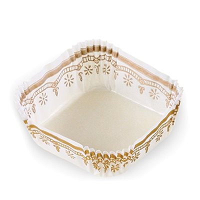 SQUARE PASTRY CUP, WHITE / GOLD