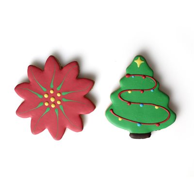POINSETTIA & TREE COOKIES, 2 OZ, 24 PCS 