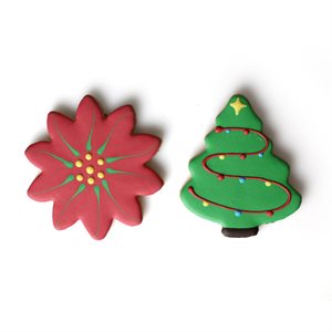 POINSETTIA & TREE COOKIES, 2 OZ, 24 PCS 