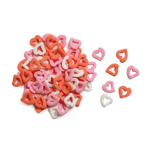 WHITE AND PINK NATURAL OPEN HEARTS, 9 MM, 7,000 PCS