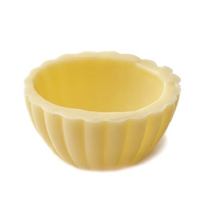 MINI SCALLOPED PETIT FOUR CUP, WHITE CHOCOLATE