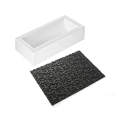 KIT SILICONE MOULD BUCHE + SILICONE BAKIN SHEET ARABESQUE TEXTURE IN PACK