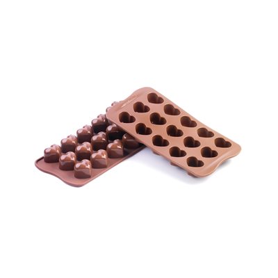 BROWN MONAMOUR MOULD ITEM #15 HEARTS 30 x 22 x 25 MM FOR CHOC & ICE