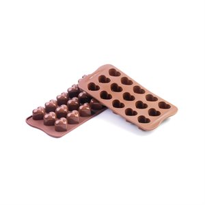 BROWN MONAMOUR MOULD ITEM #15 HEARTS 30 x 22 x 25 MM FOR CHOC & ICE