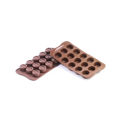 BROWN VERTIGO MOULD ITEM NR. 15 ROUND ¯ 28 MM H 20 MM FOR CHOCOLATE AND ICE IN G