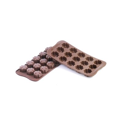 BROWN FLEURY MOULD ITEM NR. 15 FLEURY MM 30X30 MM H 15,5 MM FOR CHOCOLATE AND IC