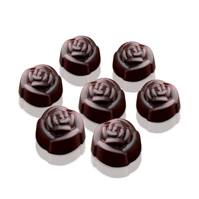 BROWN ROSE MOULD ITEM NR. 15 SHAPE ¯28 MM H 18 MM FOR CHOCOLATE AND ICE IN GIFT