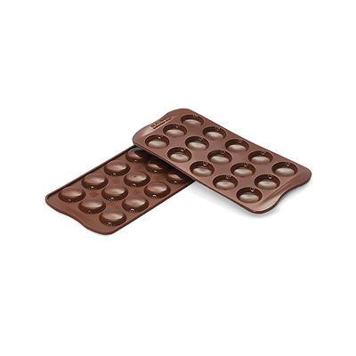 BROWN SILICONE MOULD N.15 MACARONS ¯30 MM FOR CHOCOLATE AND ICE IN GIFT BOX