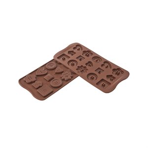 BROWN SILICONE MOULD N.15 CHOCO BUTTONS IN PACK