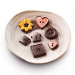 BROWN SILICONE MOULD N.15 CHOCO BUTTONS IN PACK
