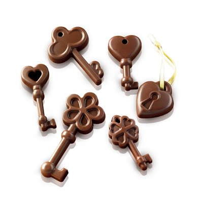 SILICONE MOULD CHOCO KEYS BROWN 215 X 107H X 14 MM