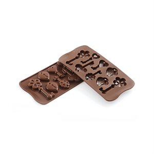 SILICONE MOULD CHOCO KEYS BROWN 215 X 107H X 14 MM