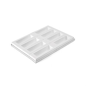 SET 8 PCS WHITE SILICONE MOULD INSERTO BUCHE 220X60 IN 60X40 TRAY