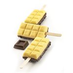 SET 2 PCS WHITE SILICONE MOULD CHOCOSTICK 92 X 48 H 24 MM + TRAY + 50 STICKS
