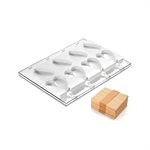 SET 2 PCS WHITE SILICONE MOULD HEART-IC 91 X 85 H 23 MM + TRAY + 50 STICKS