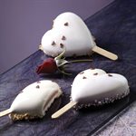 SET 2 PCS WHITE SILICONE MOULD HEART-IC 91 X 85 H 23 MM + TRAY + 50 STICKS