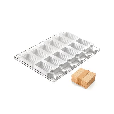 SET 2 PCS WHITE SILICONE MOULD TANGO 92 X 45 H 27,5 MM + TRAY + 50 STICKS