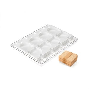 SET 2 PCS WHITE SILICONE MOULD CATS 88X82 H 20 + TRAY + 50 STICKS