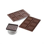 BROWN SILICONE MOULD COOKIE SNOWMAN + CUTTER IN PACK