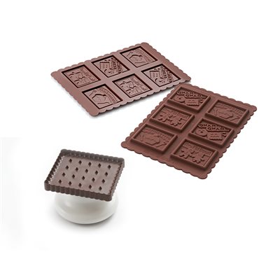 BROWN SILICONE MOULD COOKIE GNAM GNAM+ CUTTER IN PACK