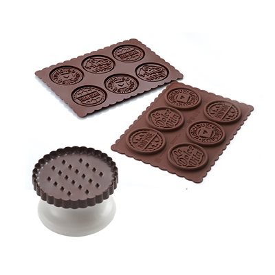 BROWN SILICONE MOULD COOKIE DOLCE VITA + CUTTER IN PACK