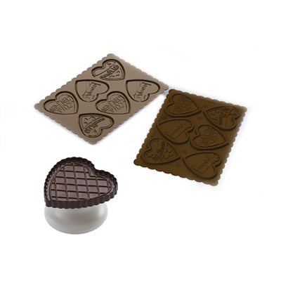 BROWN SILICONE MOULD COOKIE LOVE + CUTTER IN PACK