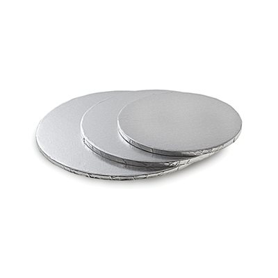 SILVER CAKE CARDBOARD DRUMS ROUND 35 CM