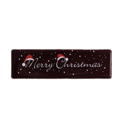 DARK CHOC RECT MERRY XMAS, 7*2CM, 110 PCS