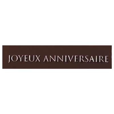 Rectangles dark choc embossed Joyeux Anniversaire 7x1.5 cm