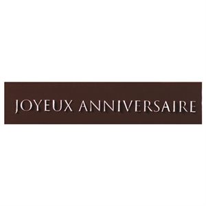 Rectangles dark choc embossed Joyeux Anniversaire 7x1.5 cm