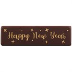 Rectangles dark choc Happy new year stars 7x2 cm