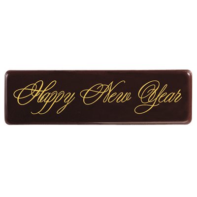 Rectangles dark choc Happy New Year 7x2 cm