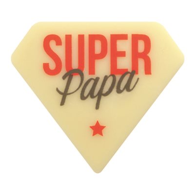 Diamonds white choc Super papa 4x3.5 cm