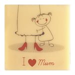 Squares white choc I love mum 2 designs 3.5 cm