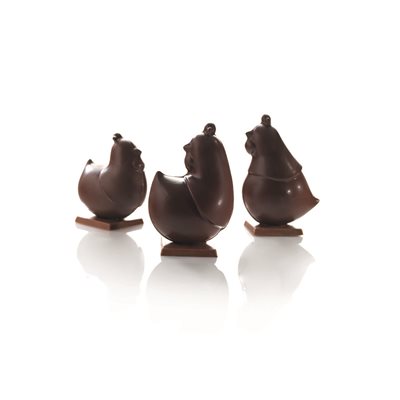 Moulds Joyeux trio de poulettes for 12 pieces 3 designs