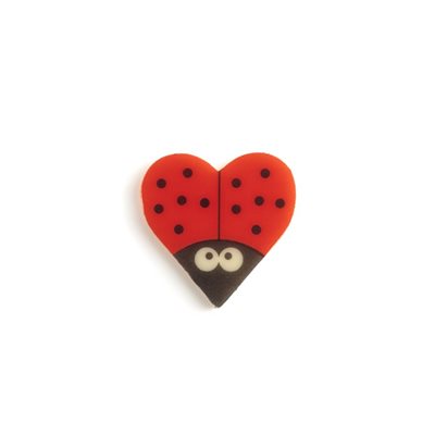 LADYBUG HEART SHAPED, WHITE CHOCOLATE, 3CM, 162PC