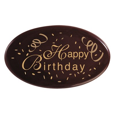 Ovals dark choc Happy Birthday 6.2x3.7 cm