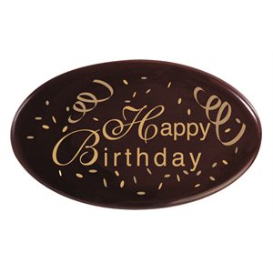 Ovals dark choc Happy Birthday 6.2x3.7 cm