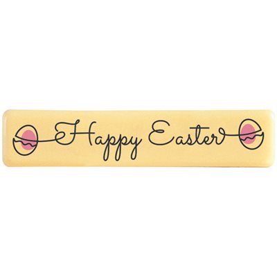 Rectangles White choc Happy easter 7x1.5 cm