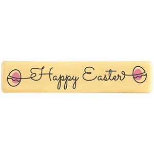 Rectangles White choc Happy easter 7x1.5 cm