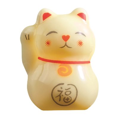 Mini cats white choc Maneki 3.35x2.4 cm