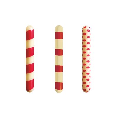 Small sticks white choc Candy 3 designs 5x0.6 cm