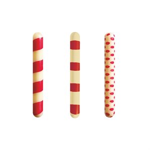 Small sticks white choc Candy 3 designs 5x0.6 cm