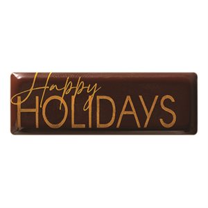 RECTANGLES DARK CHOC HAPPY HOLIDAYS 4.5X1.5 CM