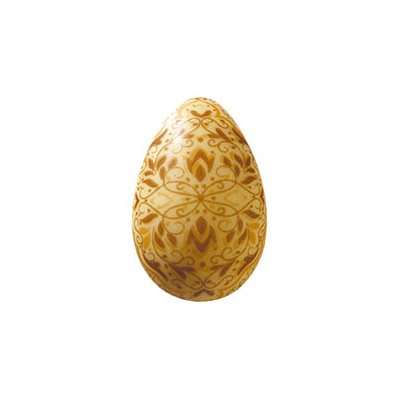 HALF EGG SHELLS WHITE CHOC INCA 3 DESIGNS 3.4X2.3 CM