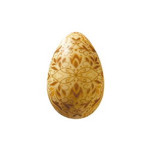 HALF EGG SHELLS WHITE CHOC INCA 3 DESIGNS 3.4X2.3 CM