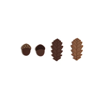 LEAF AND ACORN DUO, MILK / BLONDE CHOC, 3X1CM, 124PC