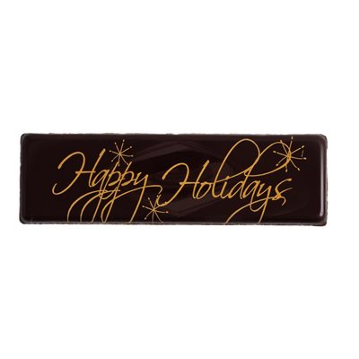 HAPPY HOLIDAYS, DARK CHOC, 0.7 IN X 2.7 IN, 55 PCS