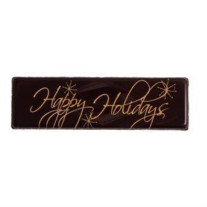 HAPPY HOLIDAYS, DARK CHOC, 0.7 IN X 2.7 IN, 55 PCS