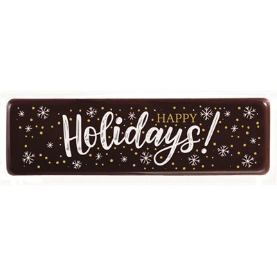 Rectangles Dark choc Happy holidays 7x2 cm